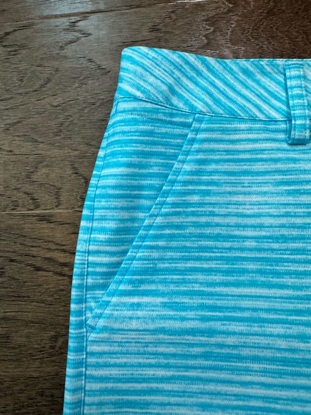 NWT! Puma Women's Aqua Teal Striped Golf Performance Shorts - Picture 2 of 12